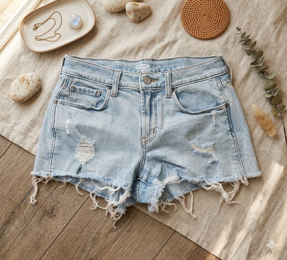 OLD NAVY Boyfriend Distressed Denim Shorts Size 0